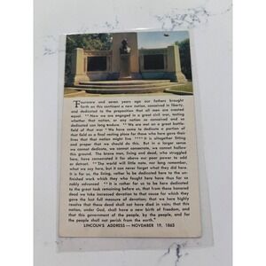 Vintage Gettysburg Address Postcard Lincoln Speech Memorial Plastichrome P22536